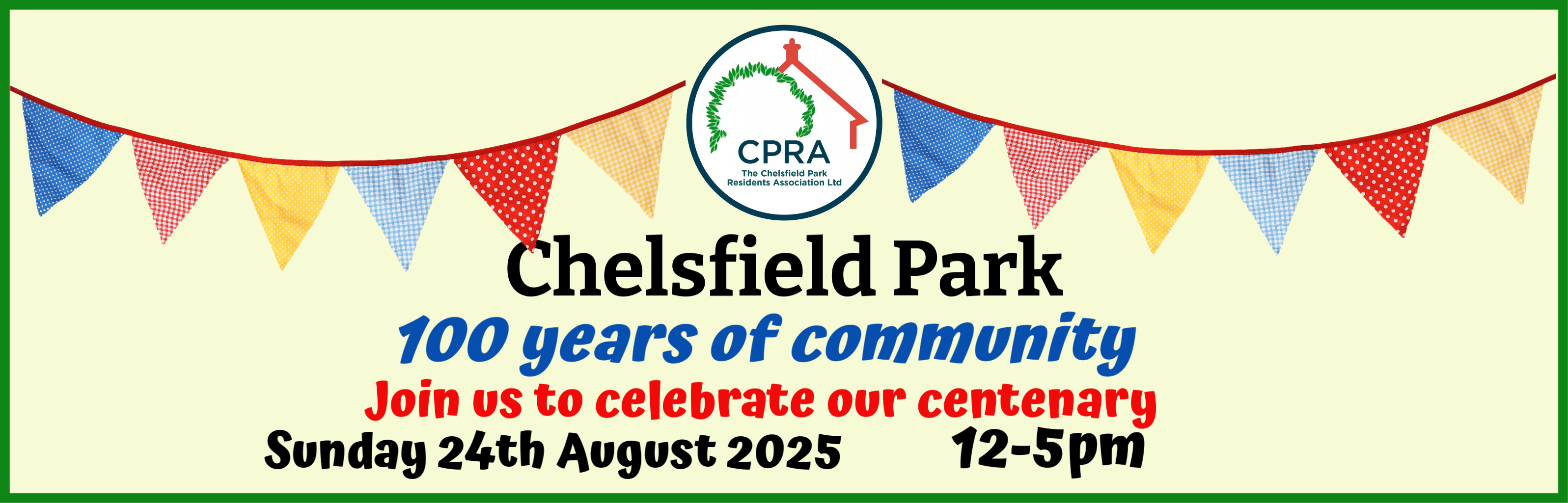 Chelsfield Park Centenary Party, Sun 24th Aug